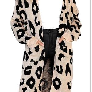 Leopard Print Open Front Cardigan Sweater